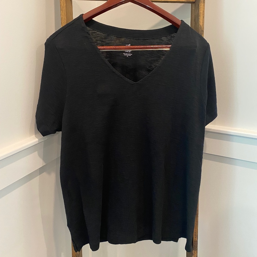 J.Jill Pima Slub-Knit V-Neck Tee